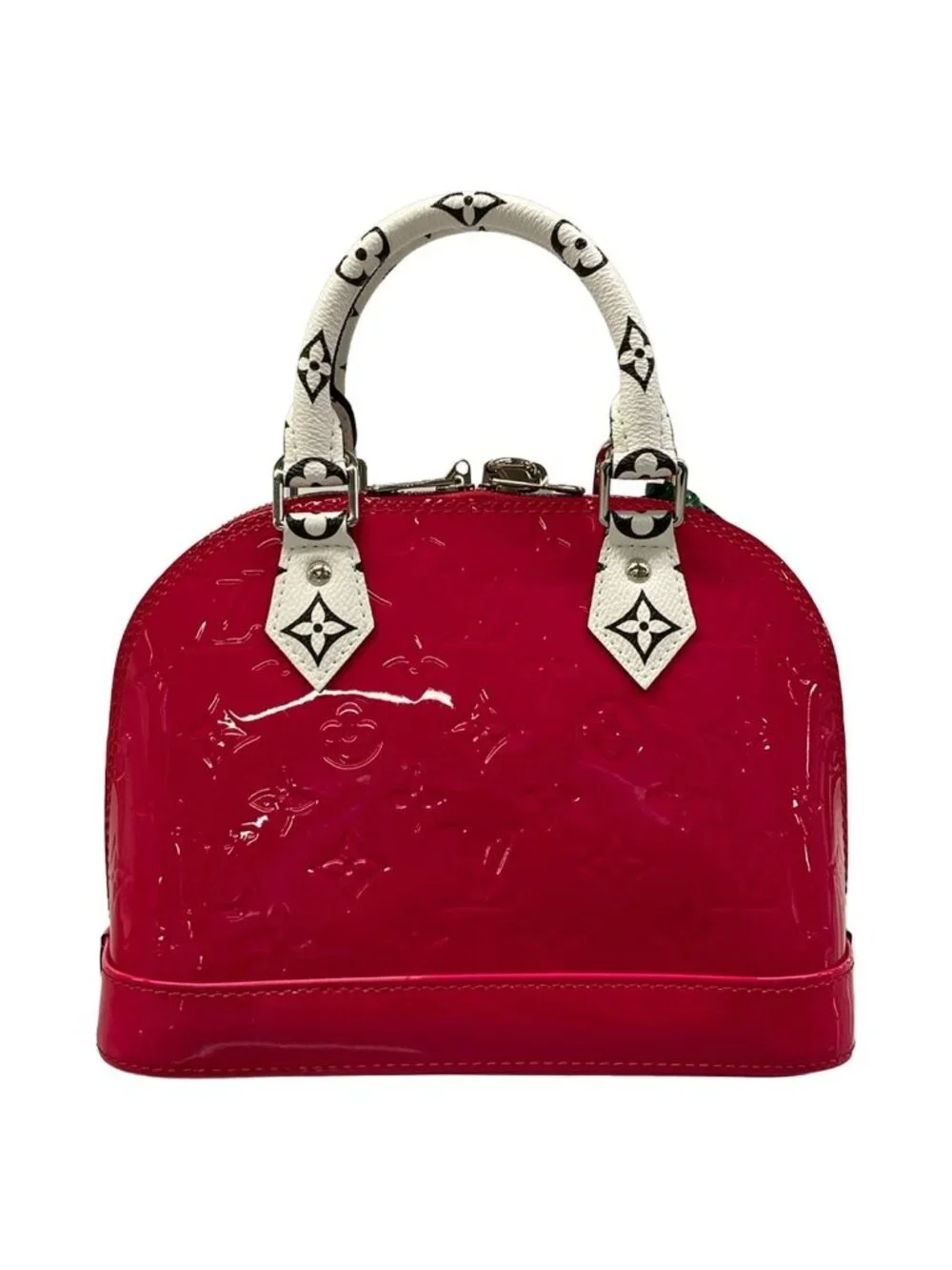 Louis Vuitton Handbag Monogram Vernis Alma BB Pink White Black Leather